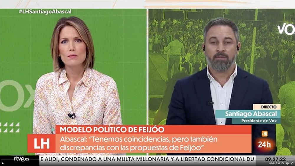 Vox-medlemmarnas intolerans och ignorans str&auml;cker sig fr&aring;n gr&auml;sr&ouml;tterna till deras h&ouml;gste ledare Santiago Abascal. Foto: RTVE