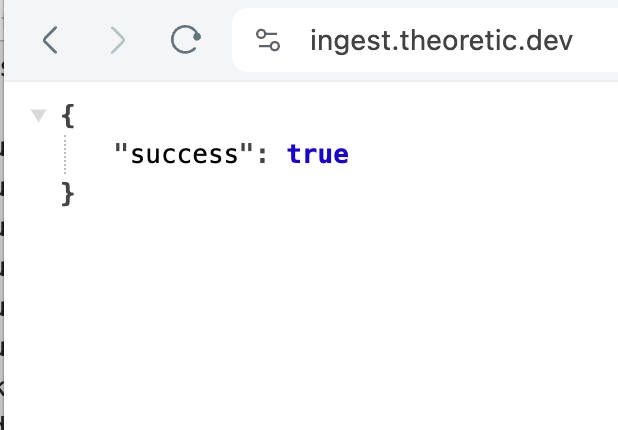 A screenshot of a browser window open to ingest.theoretic.dev