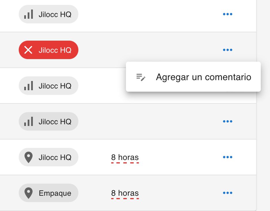 En el dashboard de el check in de tus empleados agregas el comentario.