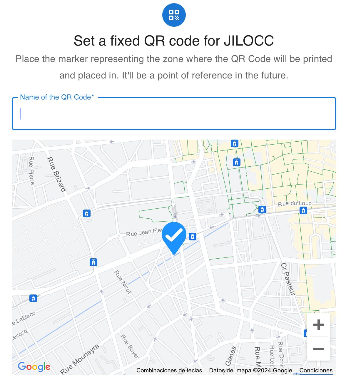 Get your precise location to leave the QR fixed.