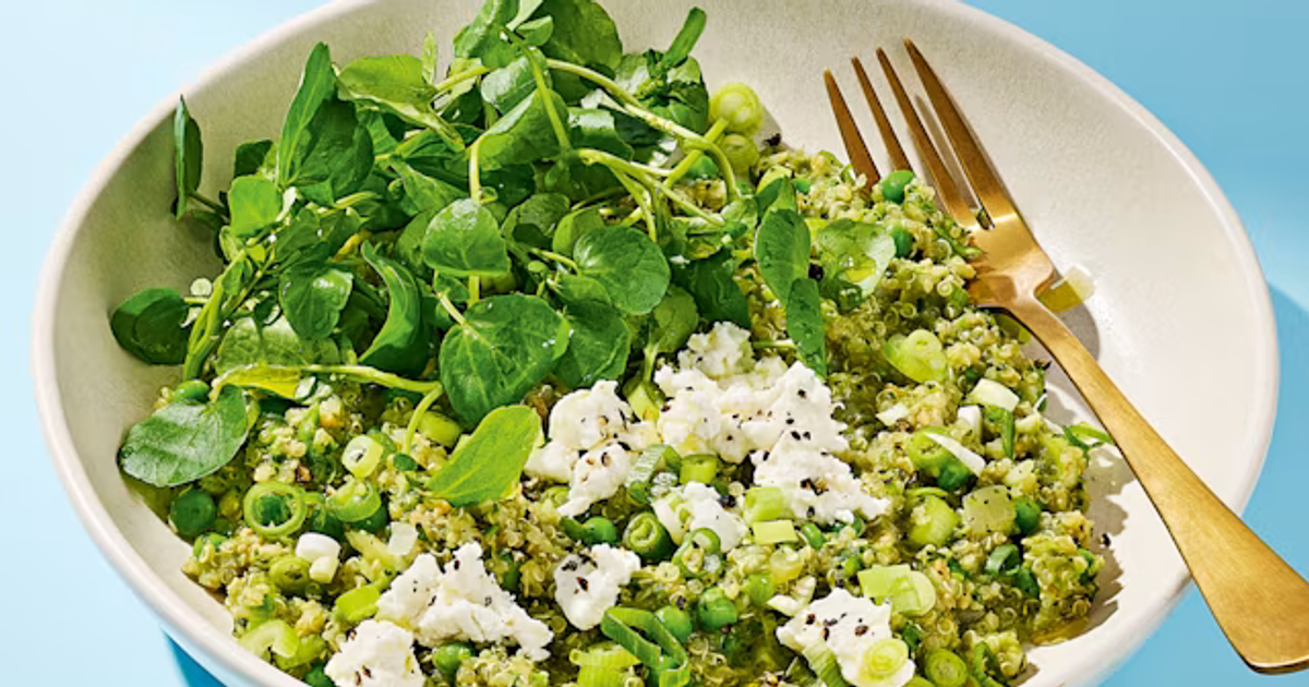 Risotto-style Quinoa with Peas and Watercress Pesto