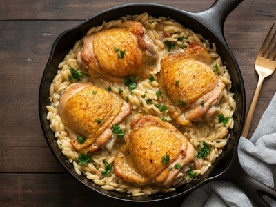 One Pot Garlic Butter Chicken Orzo