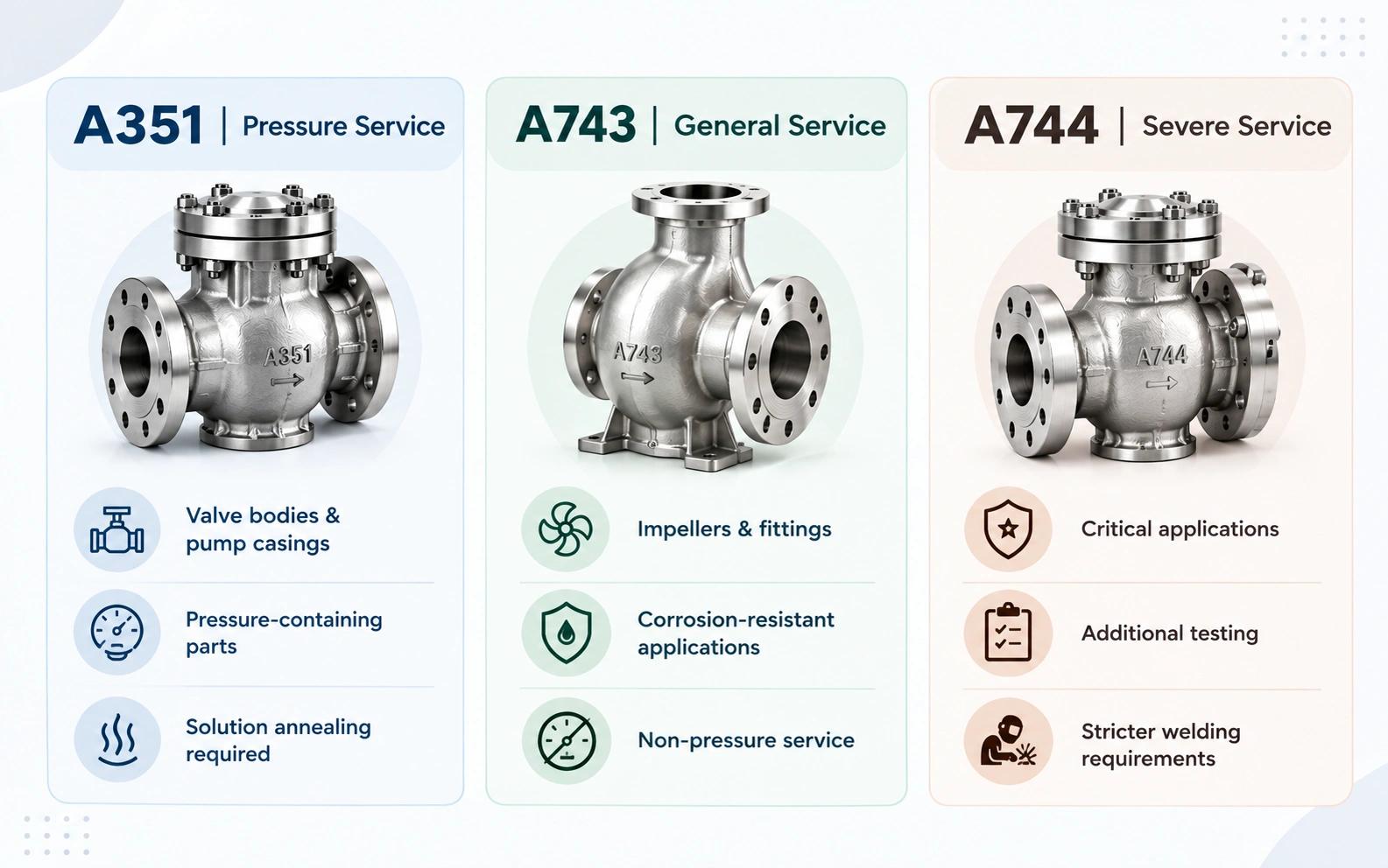 ASTM A351 vs A743 vs A744: which CF8M are you buying?