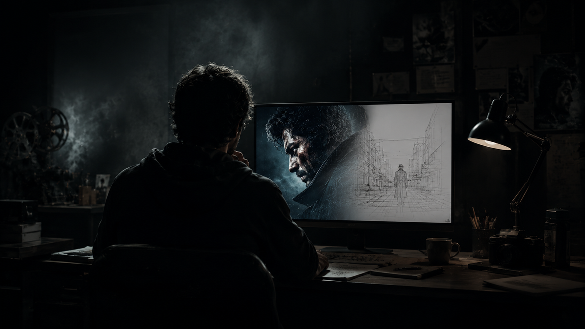 A dramatic AI-generated movie poster with bold title treatment and cinematic lighting