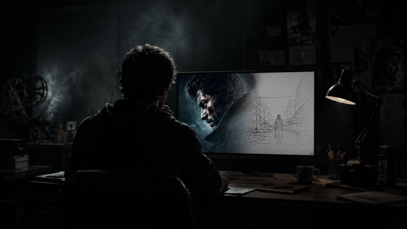 A dramatic AI-generated movie poster with bold title treatment and cinematic lighting