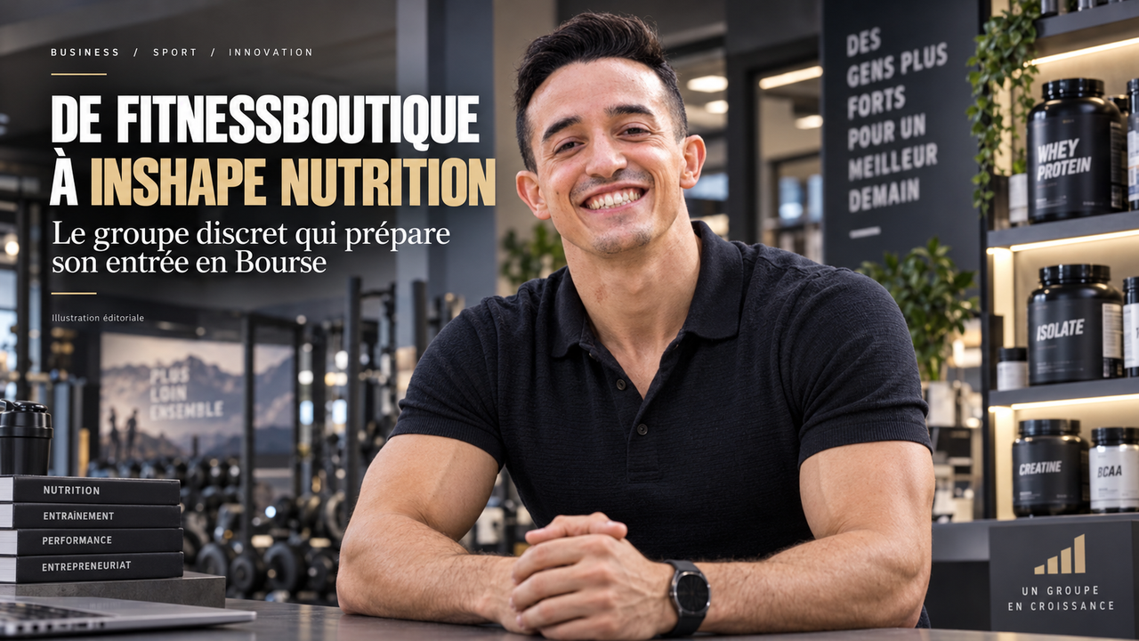 Illustration éditoriale STORIMITIK autour de Tibo InShape, FitnessBoutique et InShape Nutrition pour présenter N4 Group.