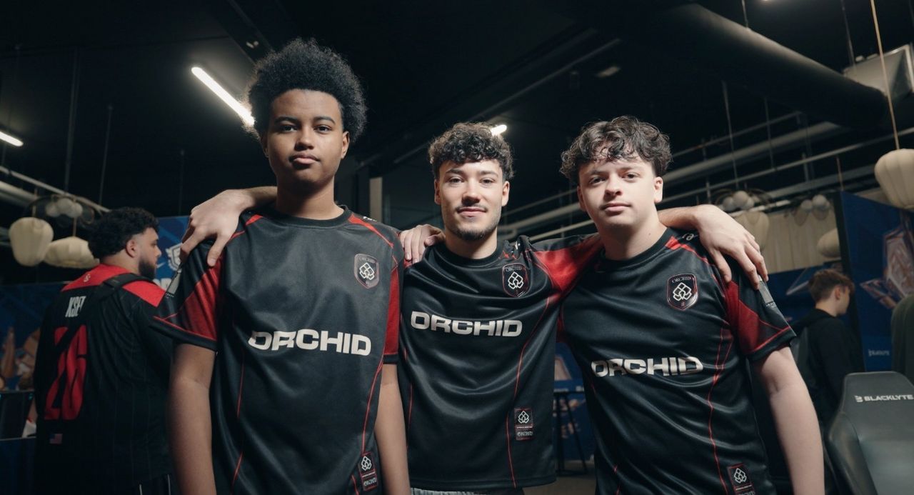 Photo propriétaire STORIMITIK de trois joueurs Team ORCHID présents au Fortnite Global Championship 2026 à Anvers.