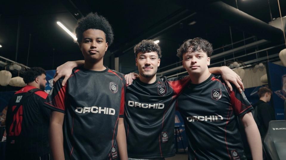 Photo propriétaire STORIMITIK de trois joueurs Team ORCHID présents au Fortnite Global Championship 2026 à Anvers.