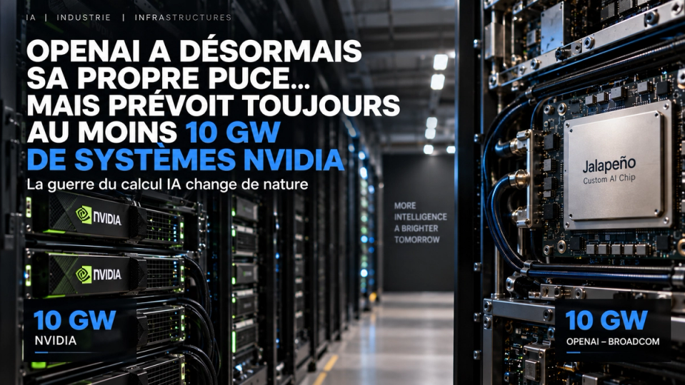 Illustration STORIMITIK opposant des systèmes NVIDIA à Jalapeño, l’accélérateur d’inférence conçu par OpenAI avec Broadcom.