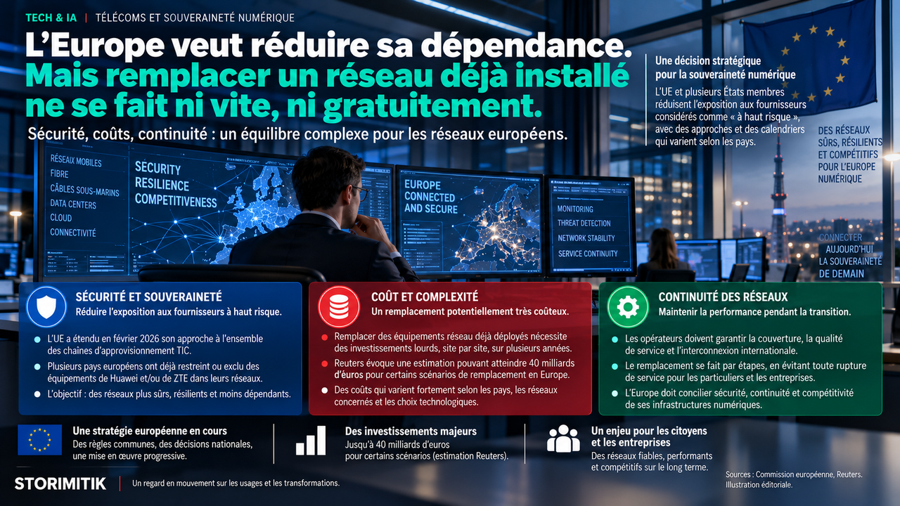 Centre de supervision européen illustrant l’arbitrage entre souveraineté, coût de remplacement et continuité des réseaux.