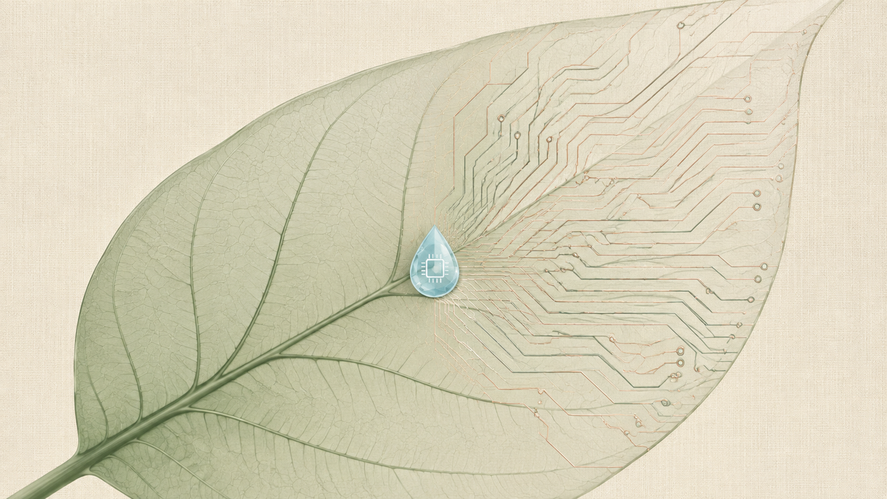 Illustration conceptuelle de l’empreinte environnementale des infrastructures numériques.