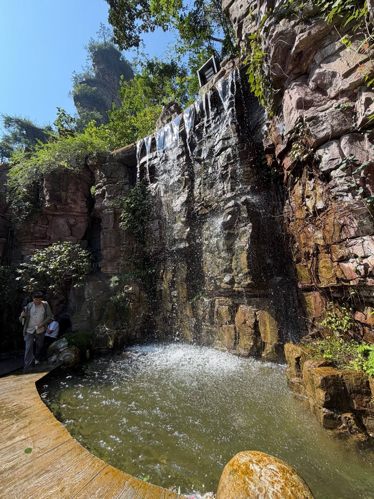 Vue rapprochée de piliers rocheux couverts de végétation à Wulingyuan.