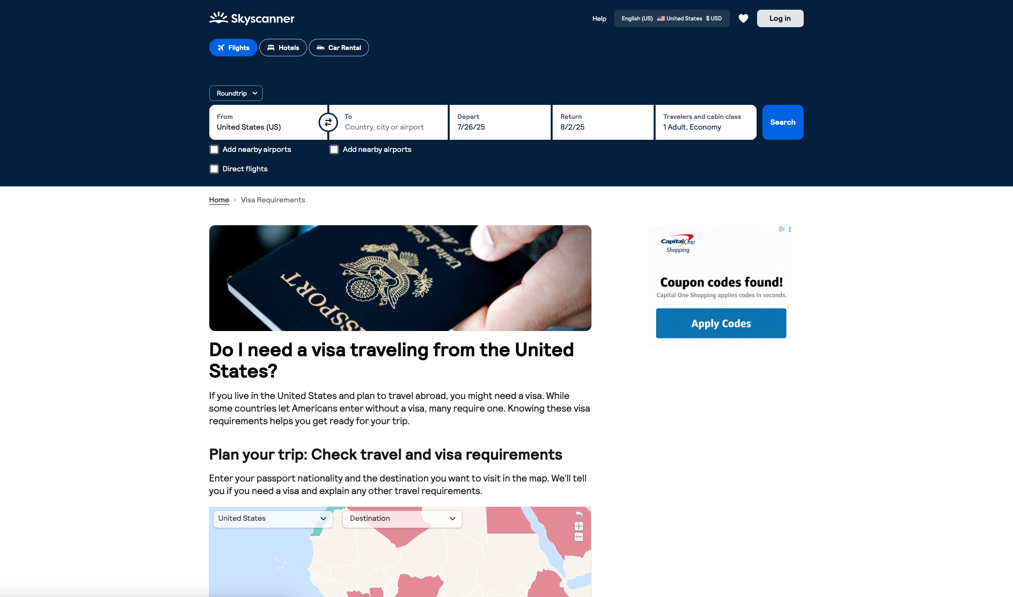 Screenshot of the Visa Lookup project
