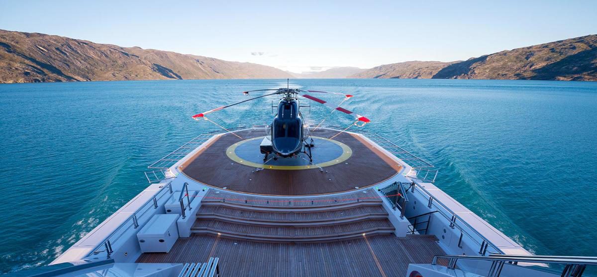 Heli-skiing super yacht