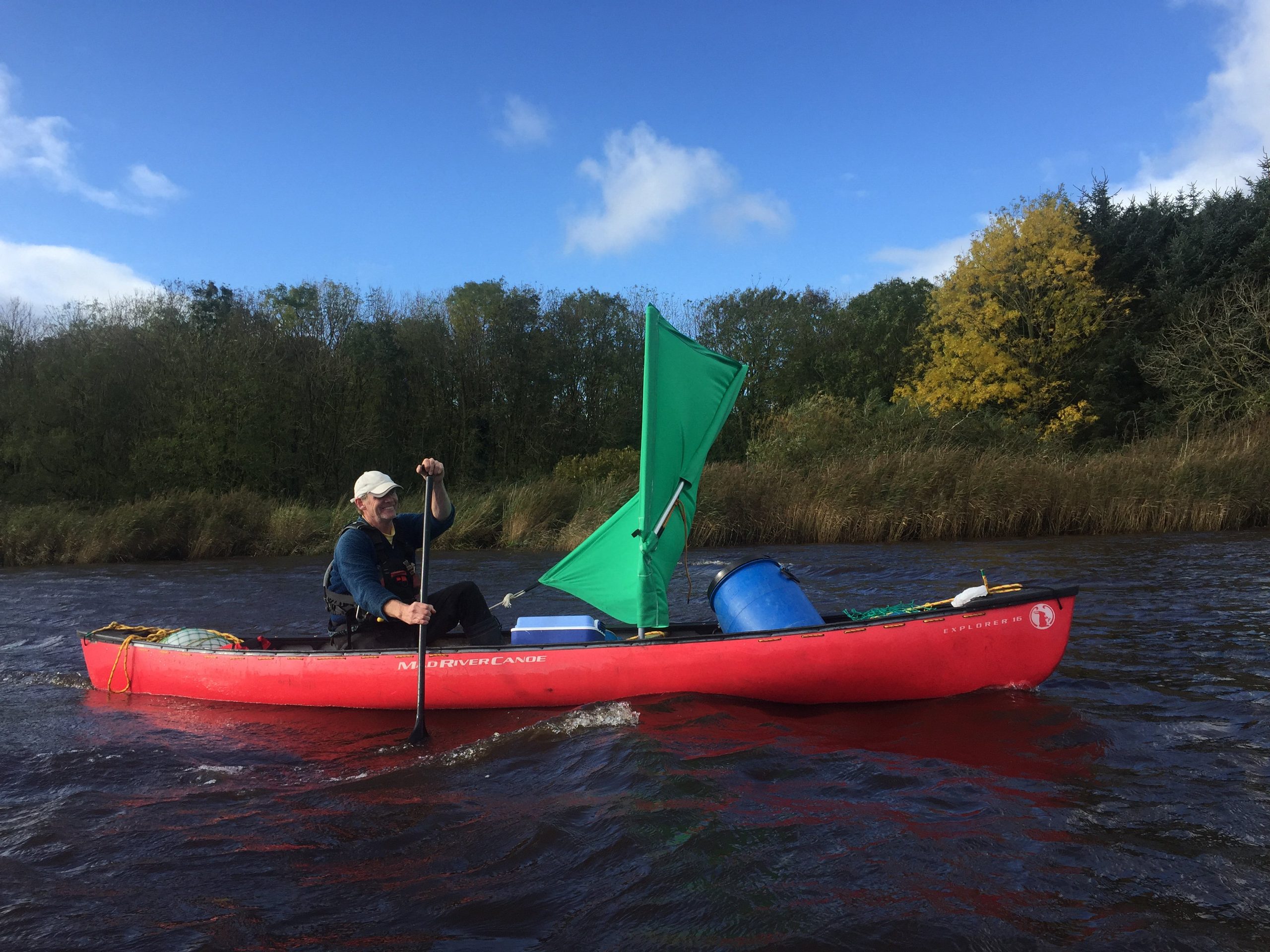 Canoe with sails
