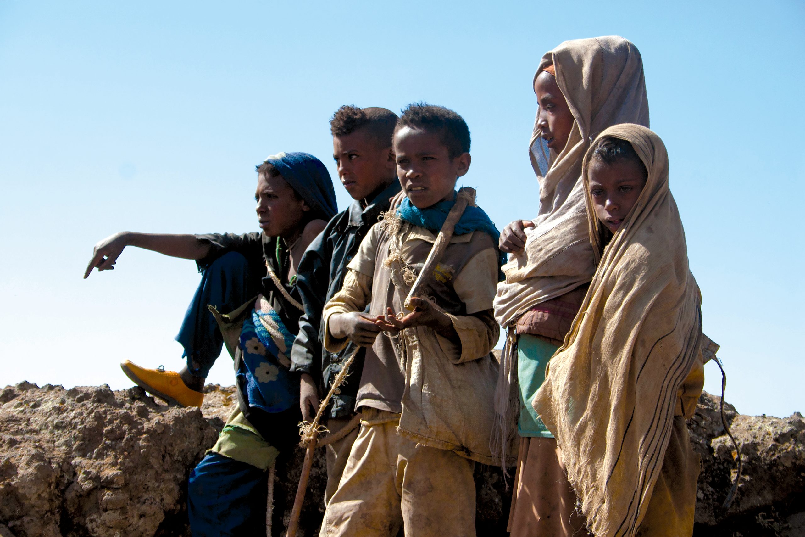 Children in the Simien mountains