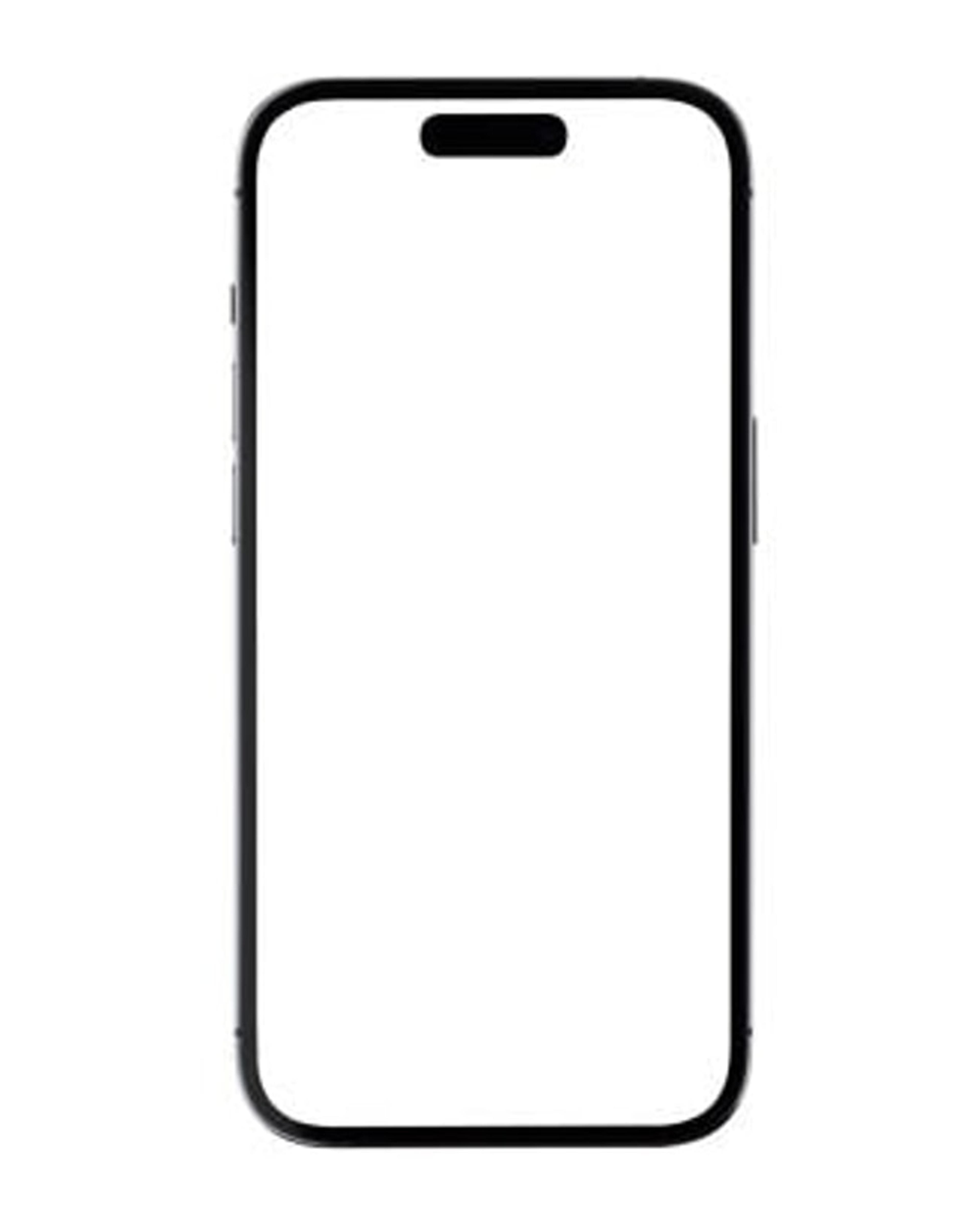 A modern smartphone with a blank screen, seen from the front