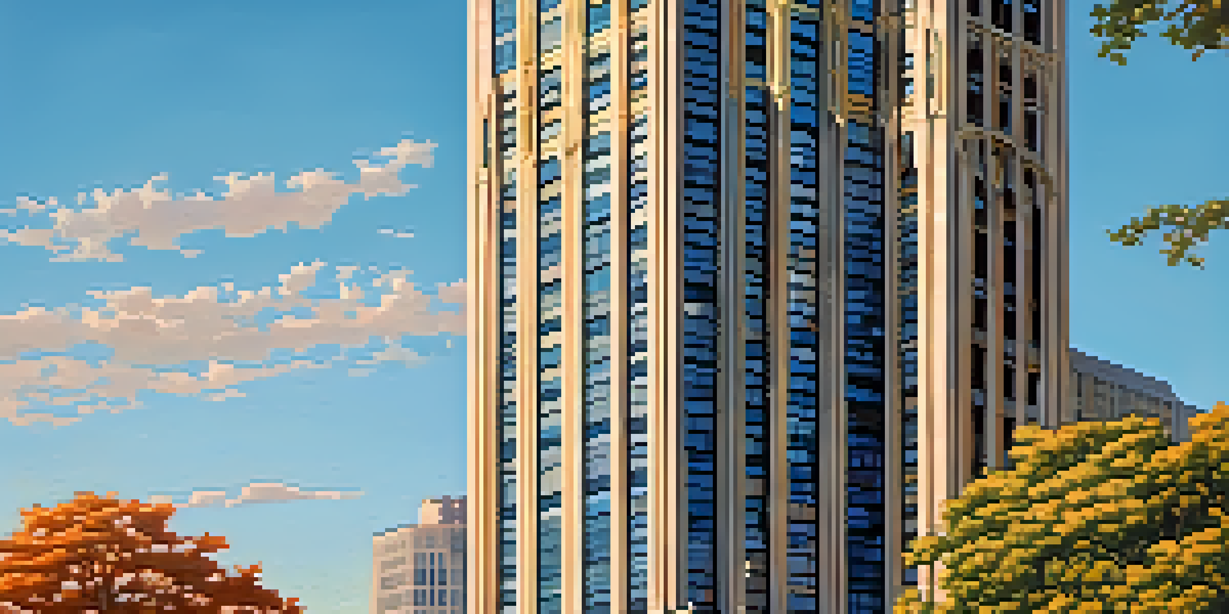 The Prudential Building in Newark, showcasing its Art Deco architecture with detailed limestone and geometric designs, illuminated by golden hour light.