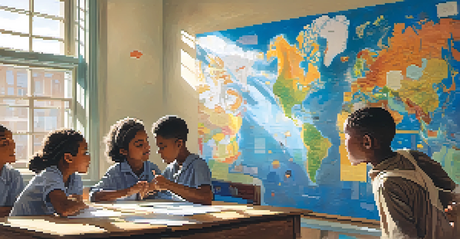 A classroom in Newark with students learning about different cultures through a history lesson.