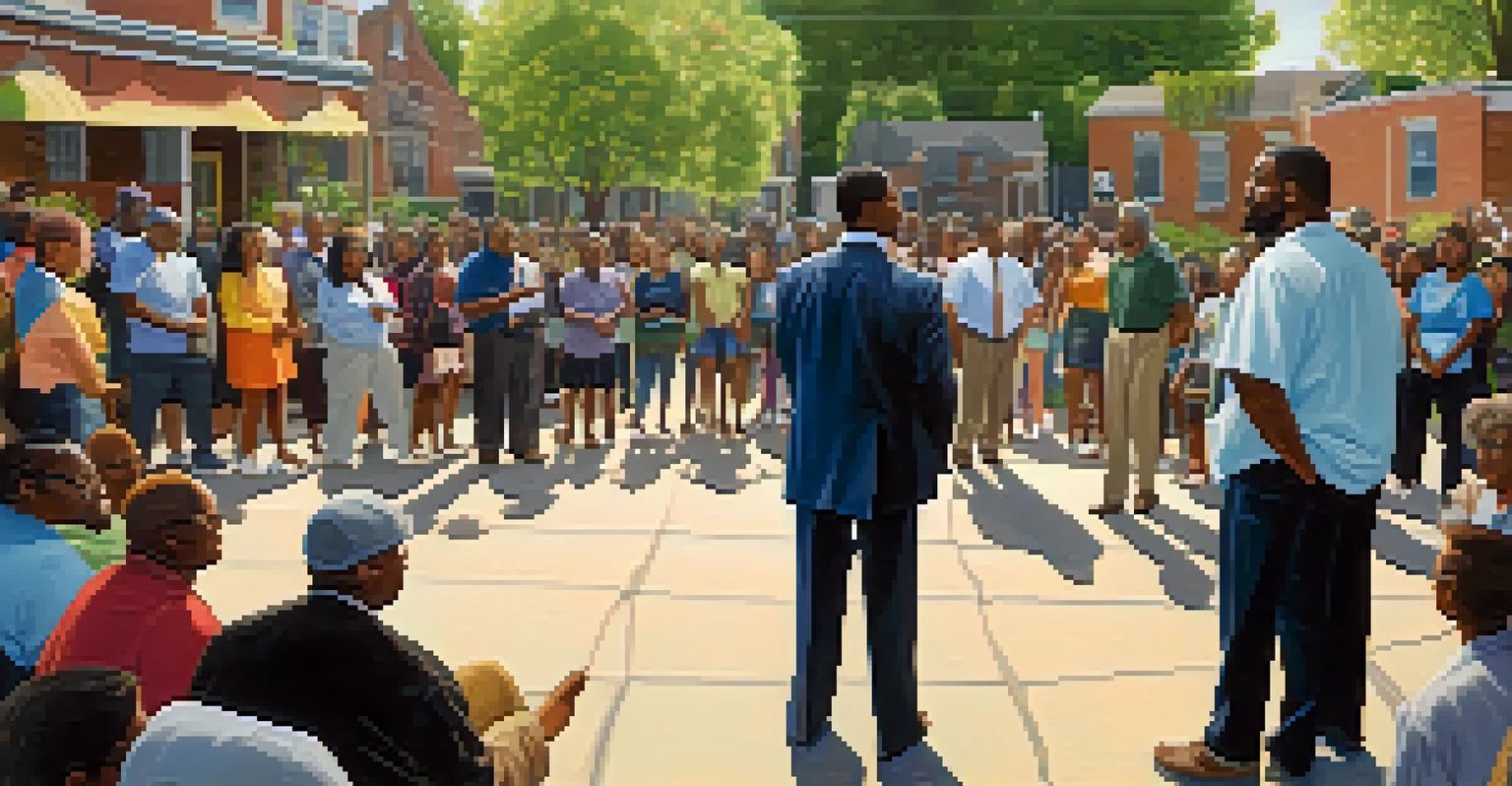 Residents gathered at an outdoor town hall meeting in Newark, actively discussing community issues with a sense of engagement and determination.