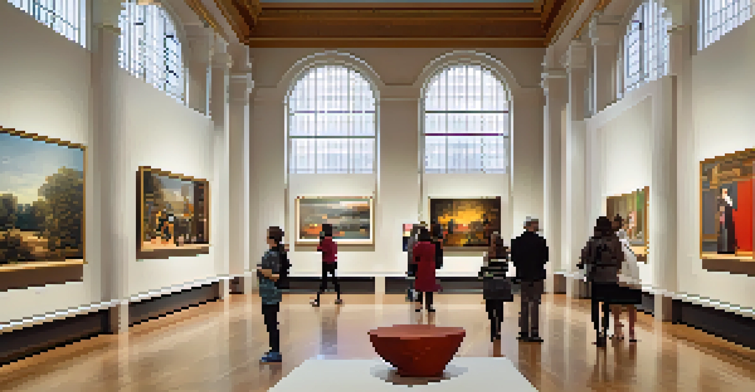 Inside the Newark Museum of Art, showcasing contemporary artworks with visitors interacting.