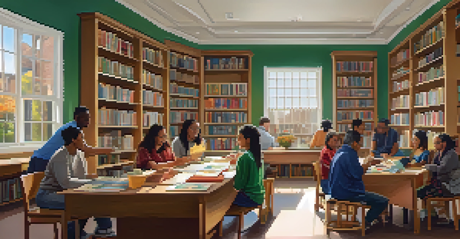 A library in Newark with community members sharing cultural stories and food in a workshop setting.