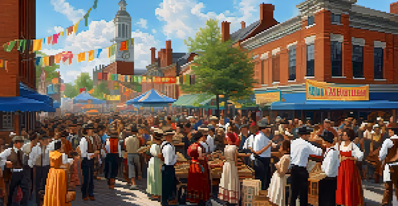 A community celebration in Newark, showcasing diverse cultures with food stalls and traditional clothing.