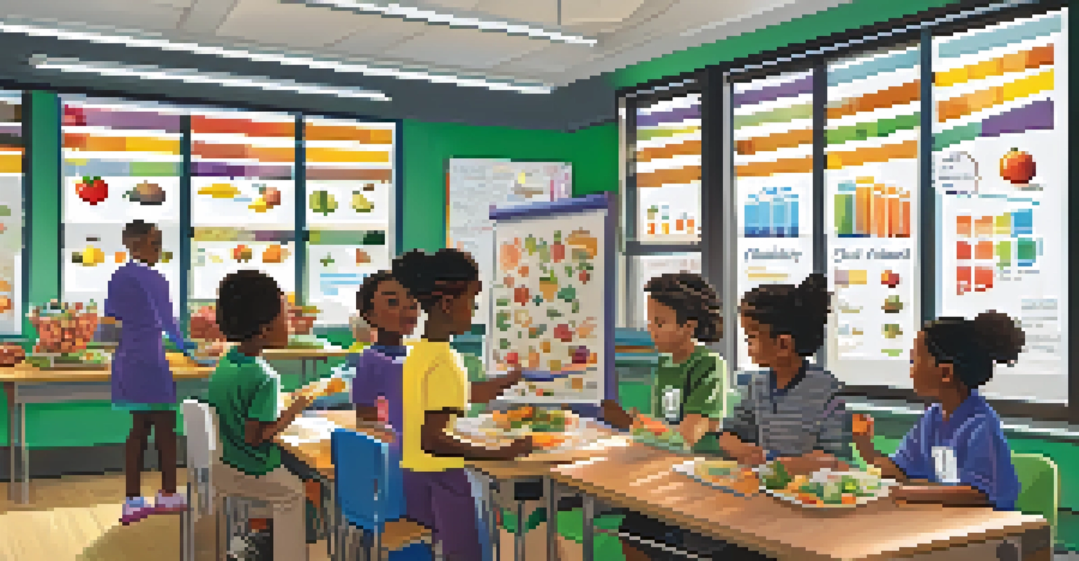 A health educator conducting a nutrition workshop in a school classroom in Newark, with students actively participating.