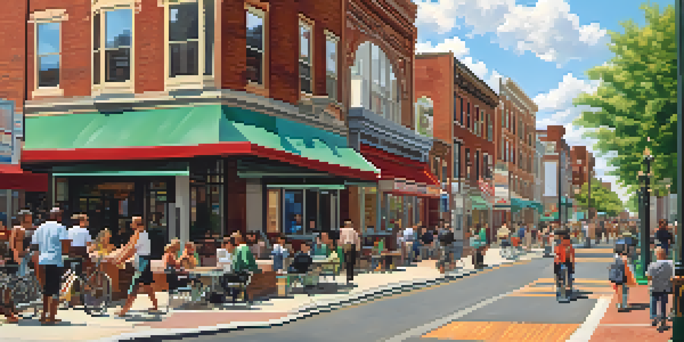 A vibrant urban scene in Newark with modern buildings, green spaces, and diverse people enjoying the outdoors.