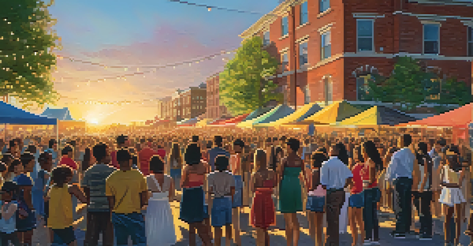 A lively outdoor community event in Newark with young performers on stage, surrounded by an enthusiastic audience and colorful decorations.