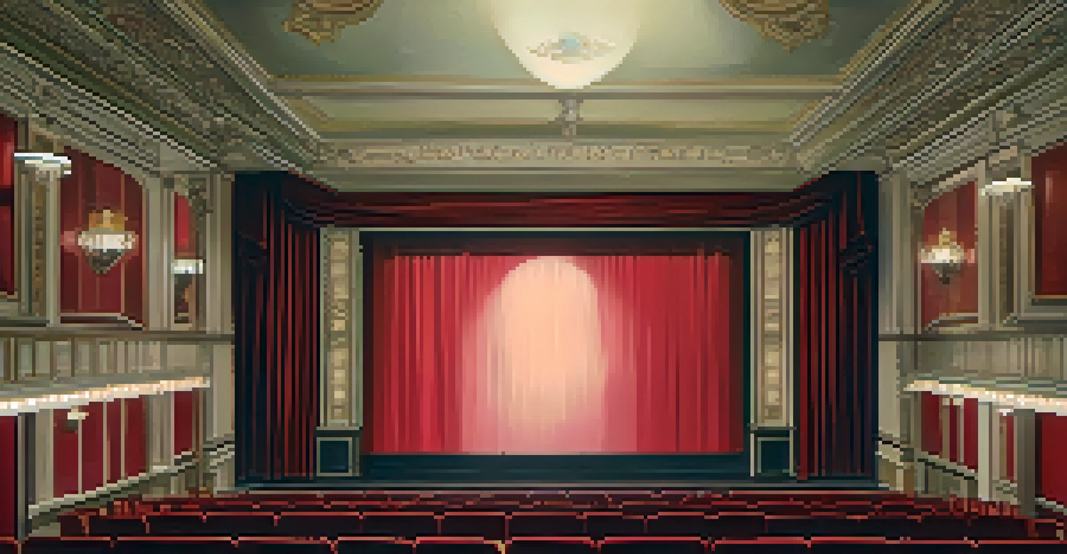 The interior of a historic cinema in Newark with red velvet seats, vintage lighting, and a large screen showing a classic film, capturing an engaged audience.