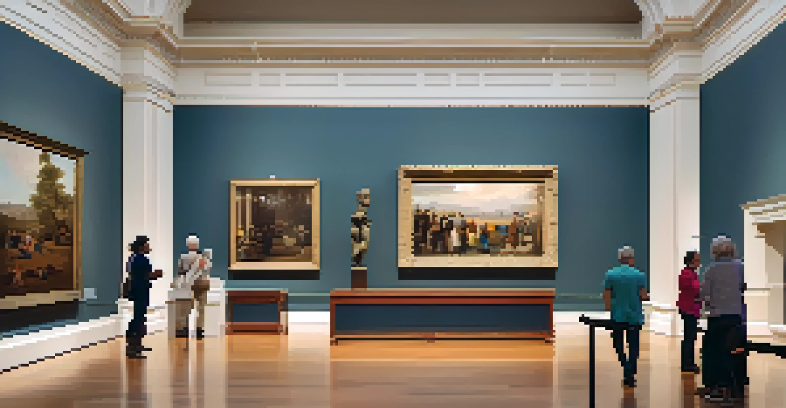 The interior of the Newark Museum of Art, showcasing a mix of modern and classic architecture with artworks displayed in a brightly lit gallery.