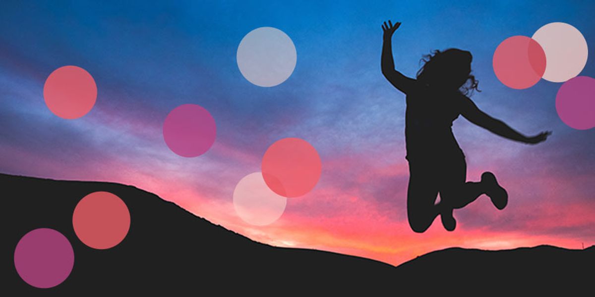 Jumping in happiness