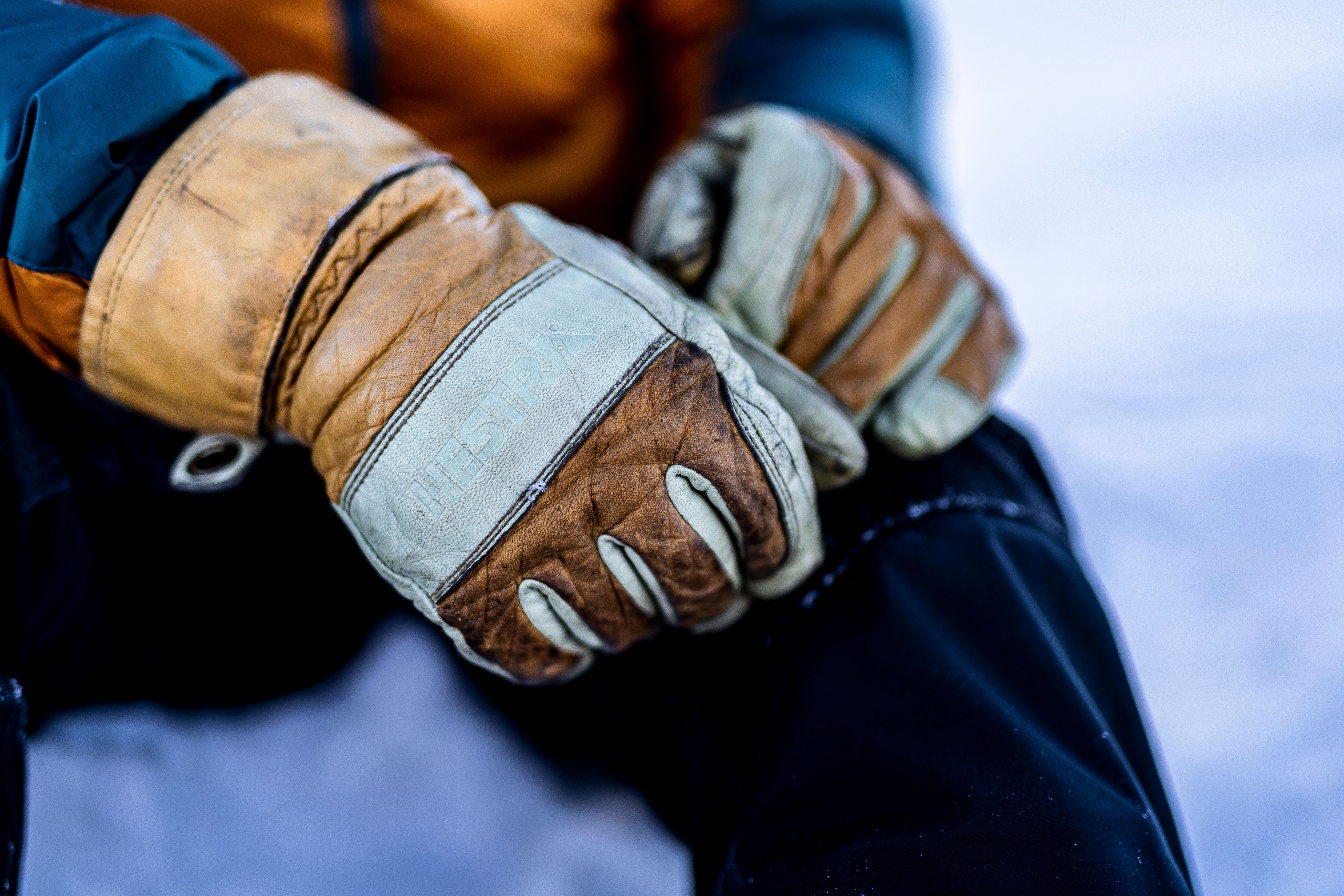 Hestra ski gloves in use 