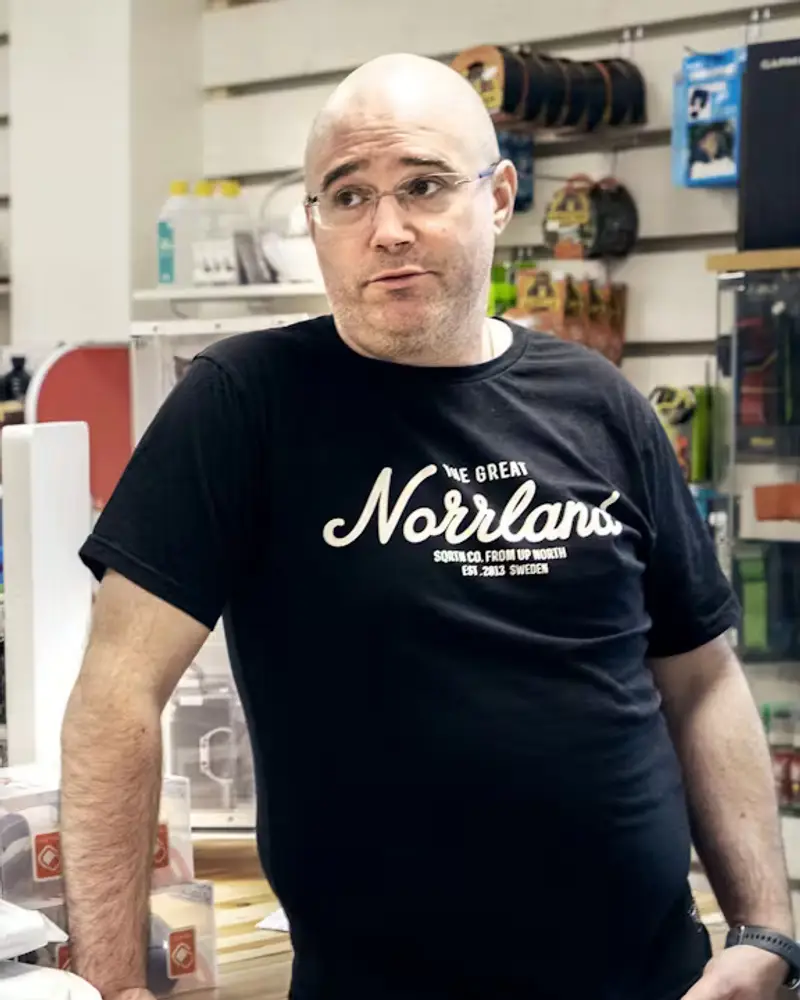 Kalle in the store in Storuman