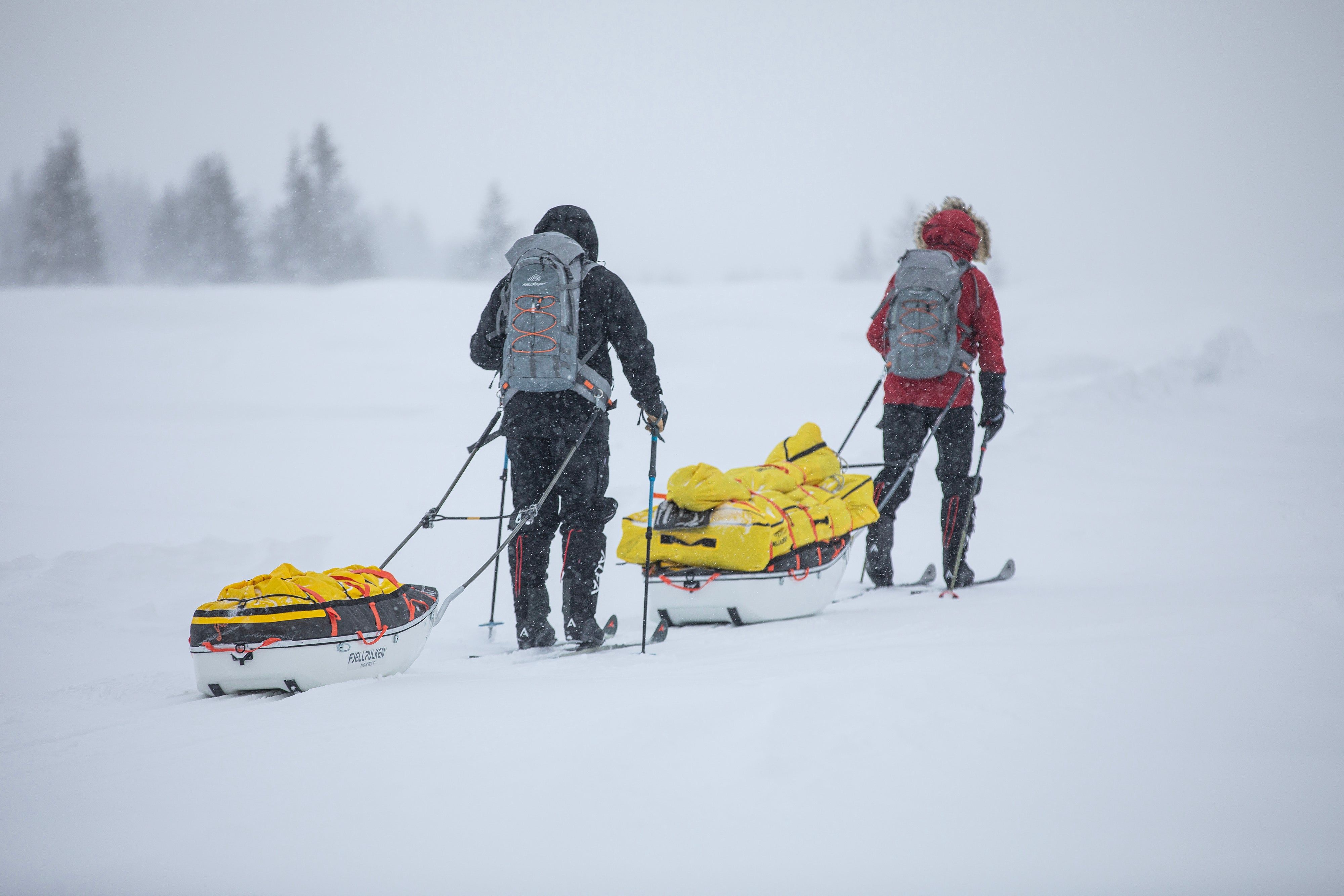 Ski touring with pulks