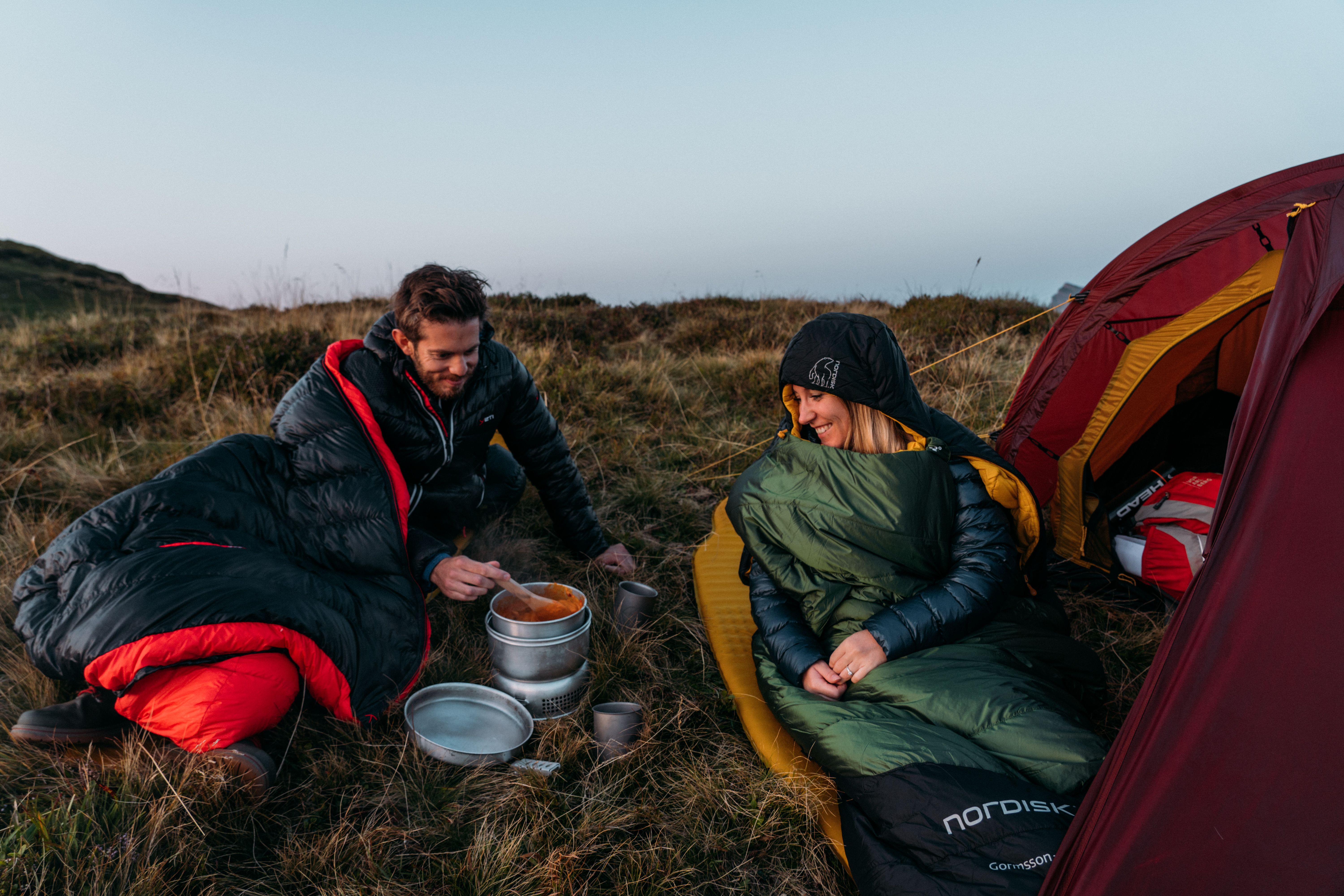 Sleeping Bags in use on mountain
