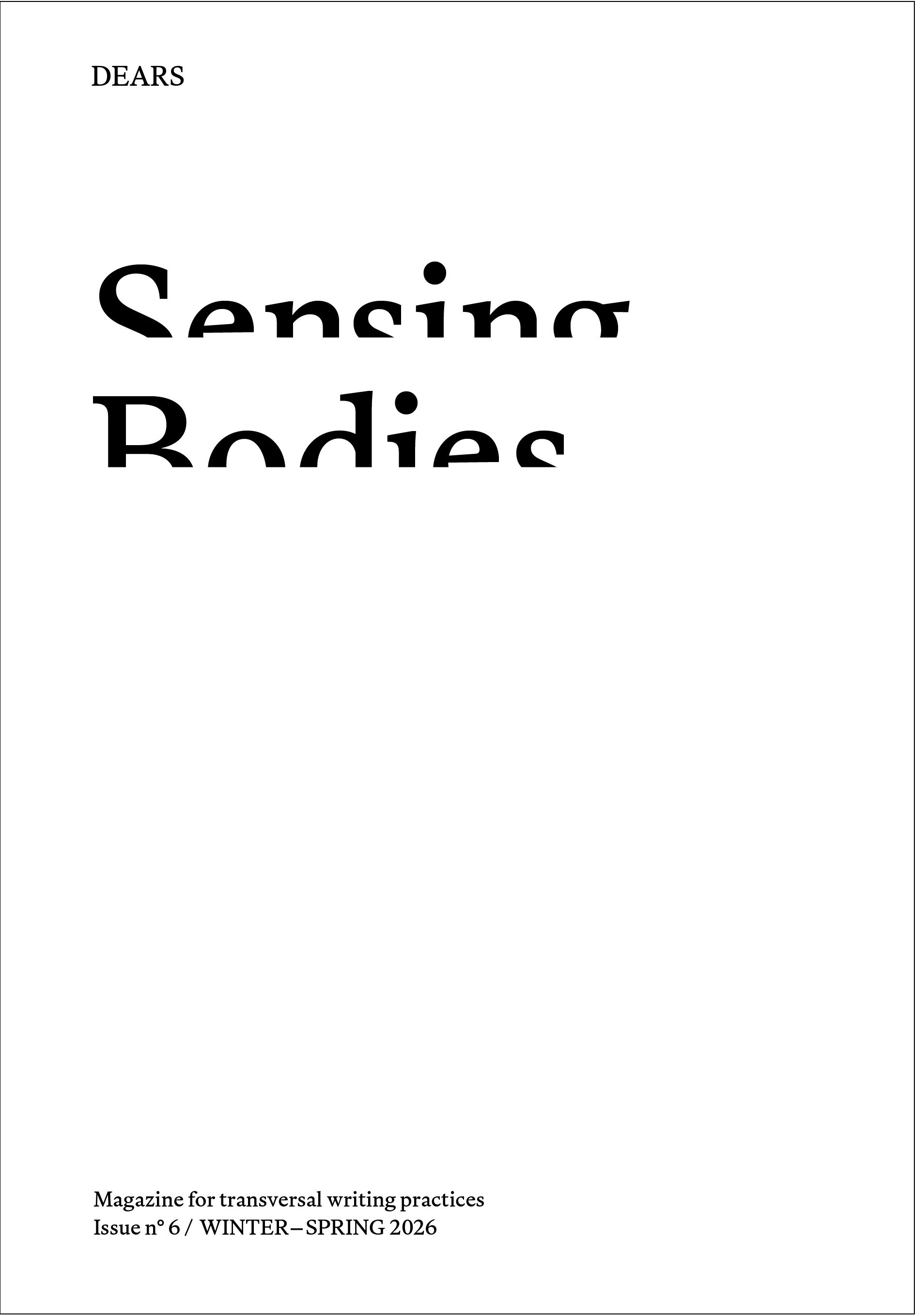 dears issue 6 sensing bodies – front cover
