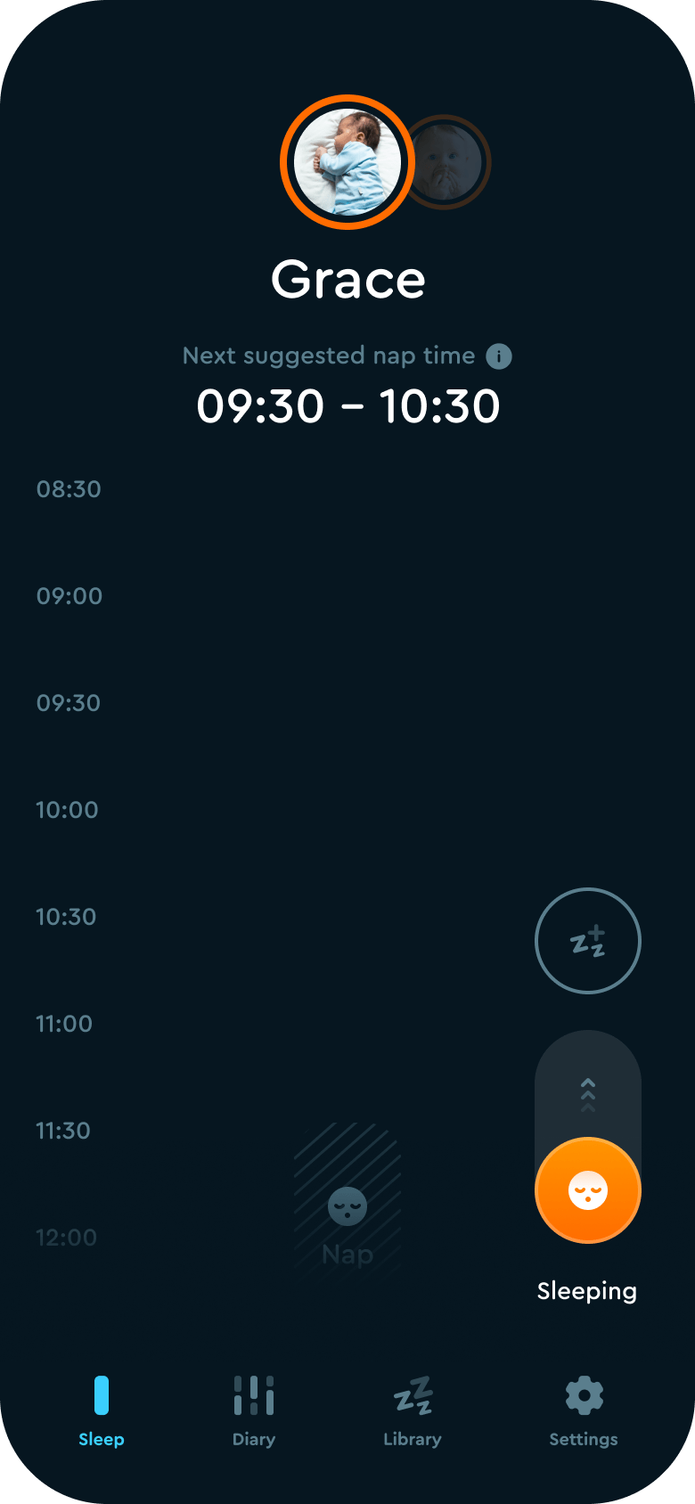 mockup of phone with sleep schedule interface