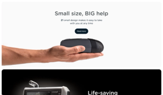 Screenshot from Breas website, section titled "Small size, BIG help"