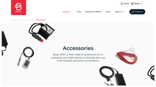 Screenshot from Breas website, page titled "Accessories"