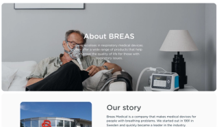 Screenshot from Breas website, page titled "About BREAS"