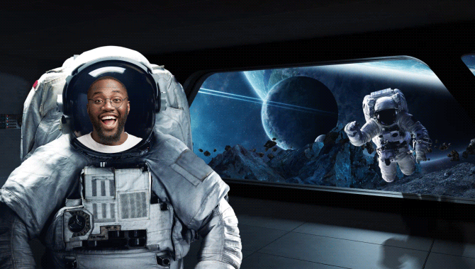 mmhmm gif with man smiling in astronaut suit