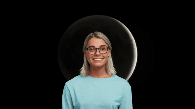Person in front of moon changing phases