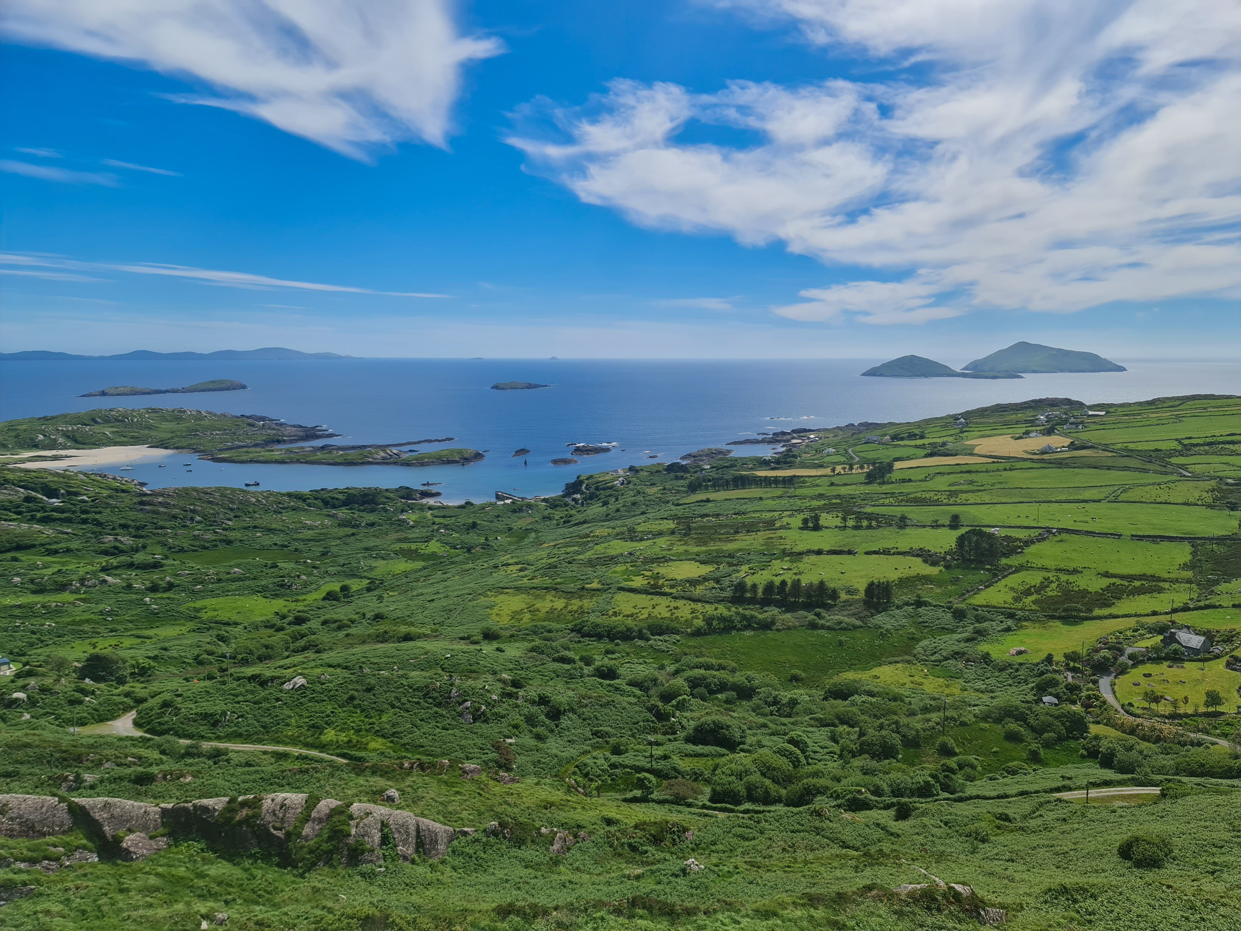 Derrynane Bay and its islands from the Coomakista Pass, Ring of Kerry