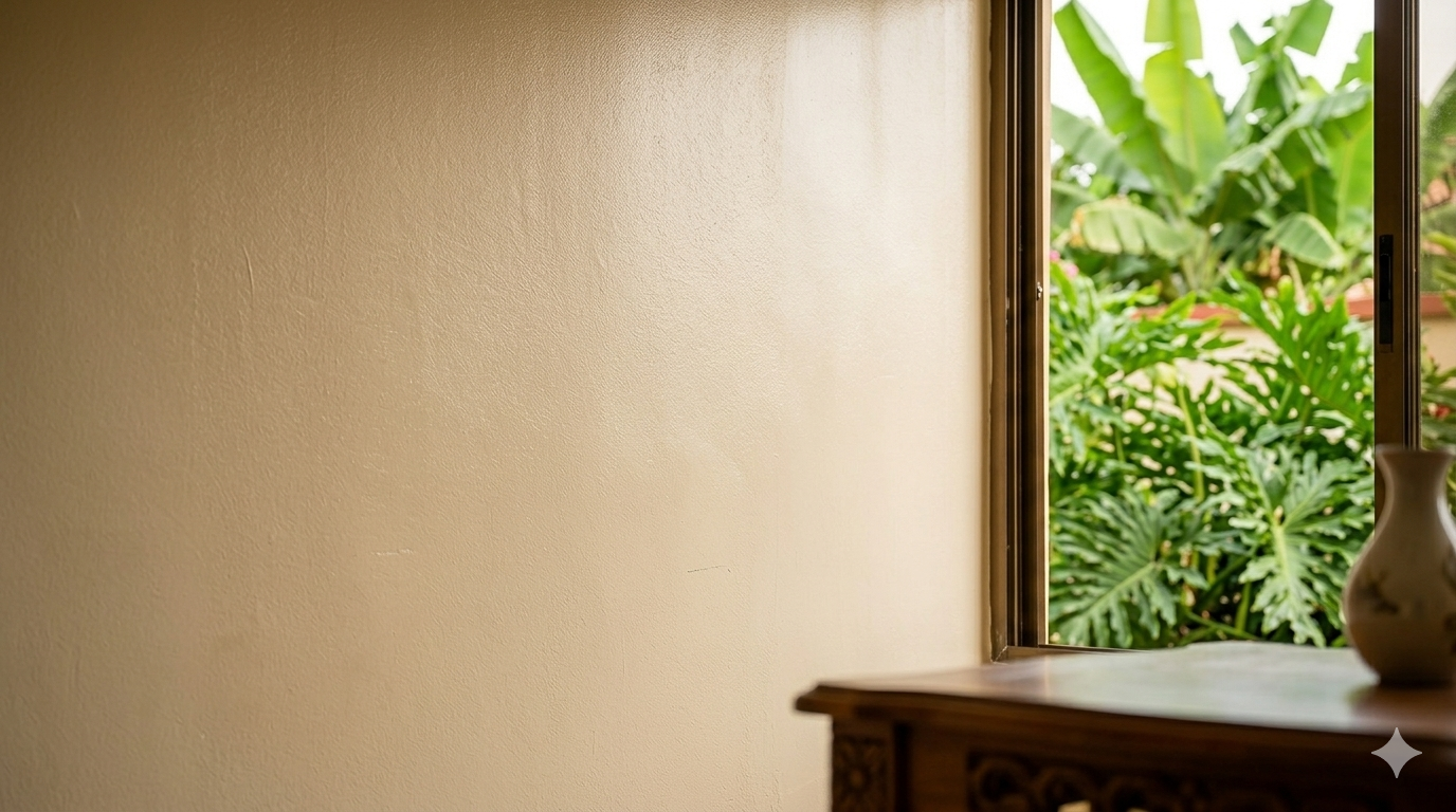 Image: Wall painted with silk emulsion showing the soft sheen under natural light