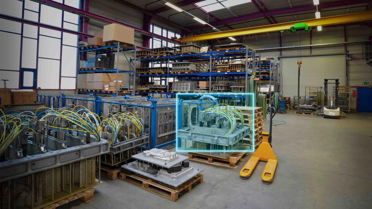 RTLS Asset Tracking – georteter Werkzeugsatz in der Produktionshalle