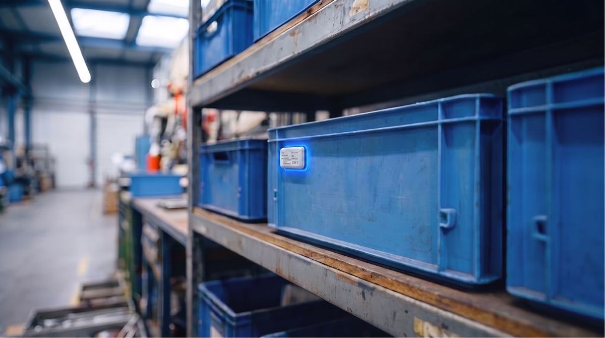 Kein Suchen, kein Scannen: Der BLE-Tag meldet den Behälter automatisch – der Standort steht live im thingsHub-Dashboard.