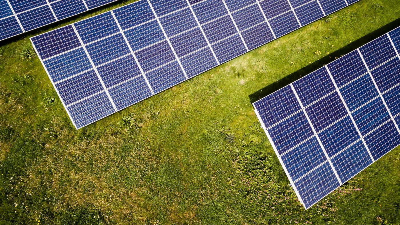 Aerial view of renewable energy infrastructure