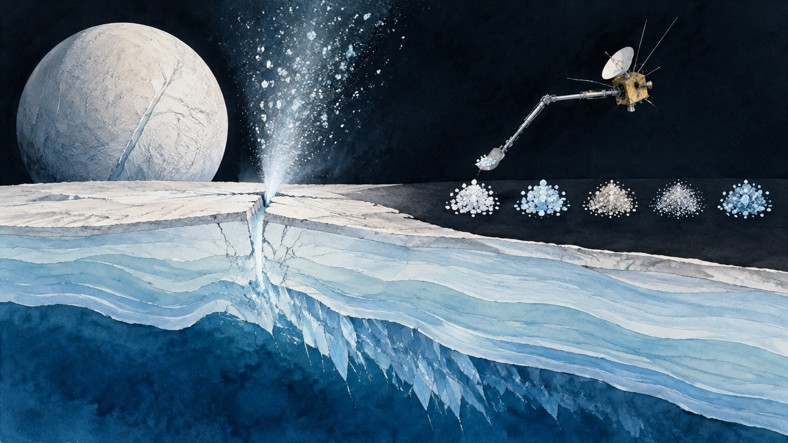 Illustration für enceladus-ozean-eisproben-salze